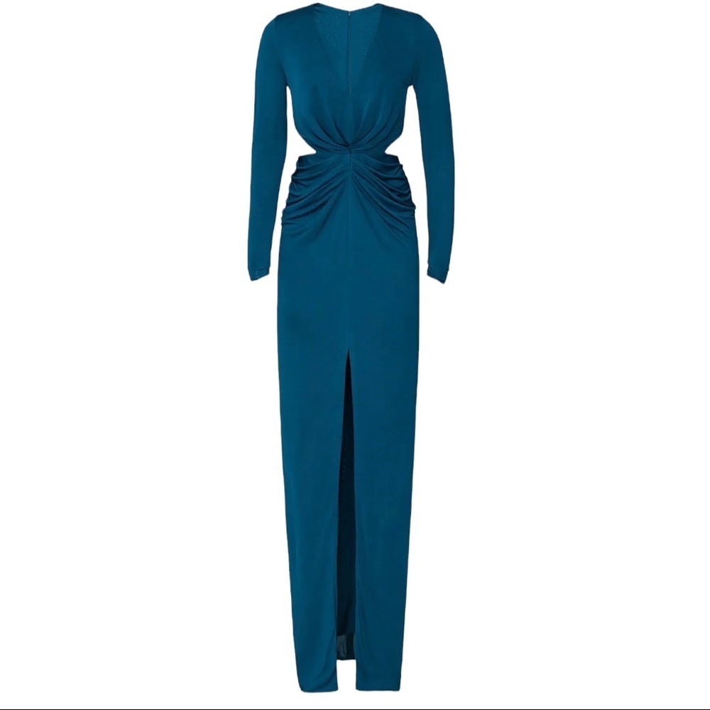 HANEY SARA GOWN side cut out high slit v-neck dress